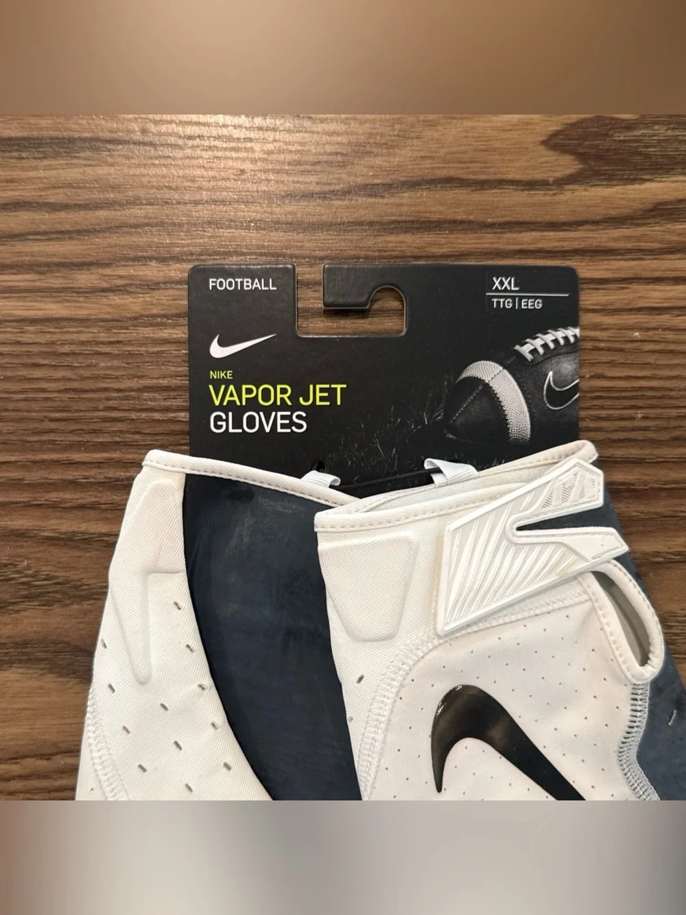 Size 2XL Nike Vapor Jet 5.0 FG Hydragrip Receiver Gloves White/Black PGF048